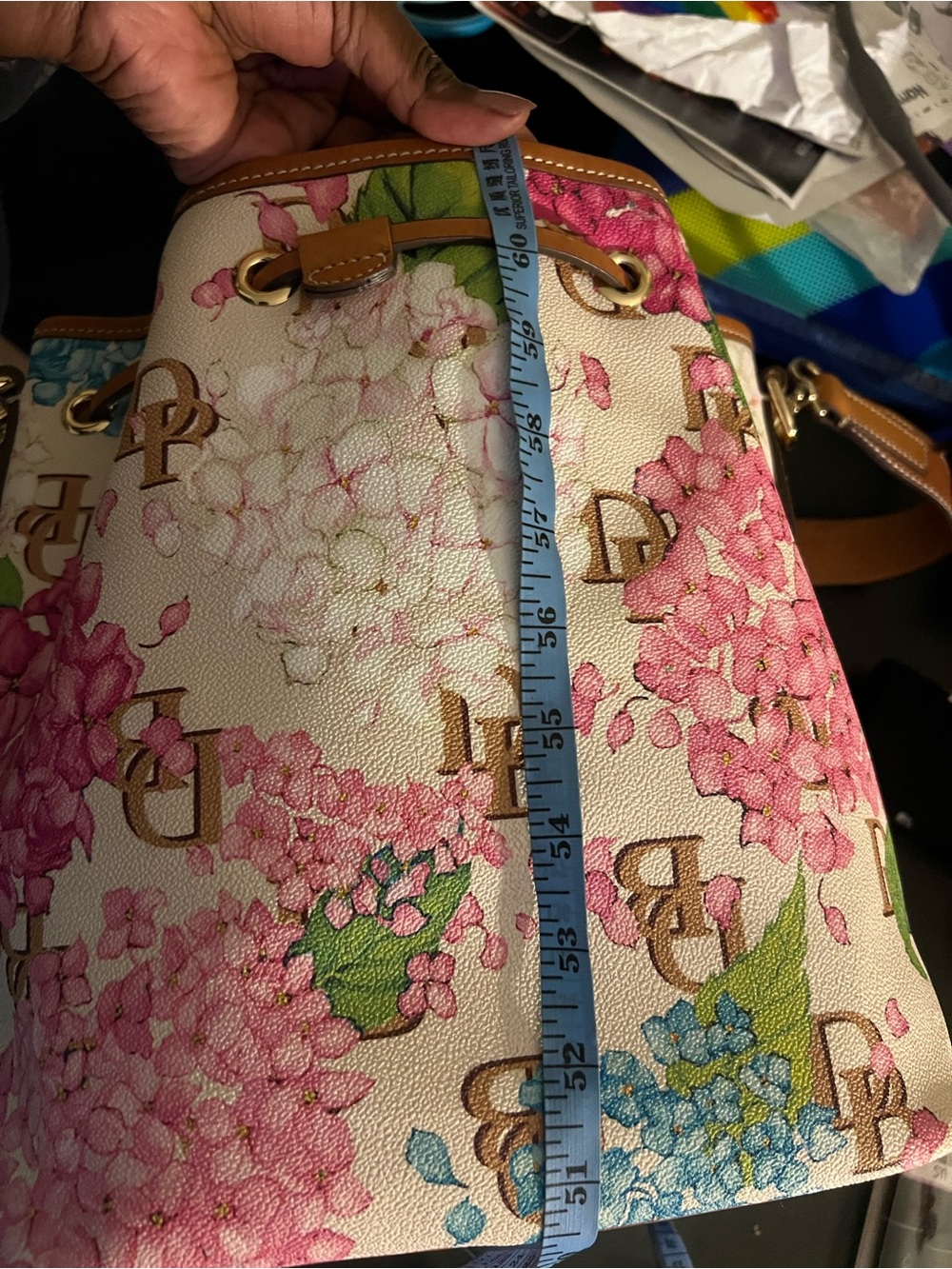 Dooney & Bourke Hydrangea Monogram Drawstring Handbag - Picture 15 of 17
